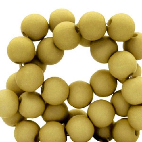 Lot de 20 perles acryliques, aspect mat, forme ronde, diamètre 4 mm, vert moutarde