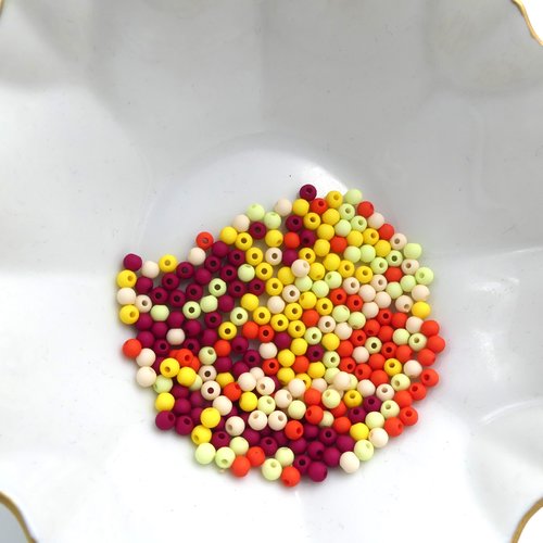 Lot de 20 perles acryliques mat 4 mm – mix de couleurs variées