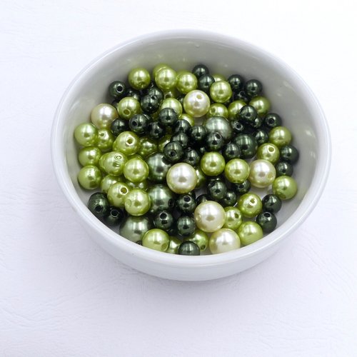 20 perles acrylique nacrées en mélange, dégradé de vert, 8 à 14 mm