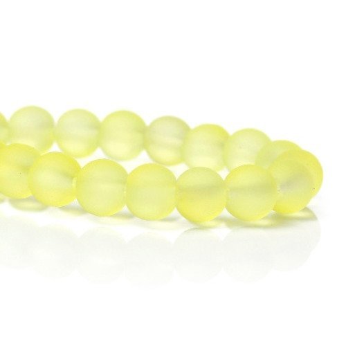 20 perles en verre 10mm  ronde givrée jaune fluo