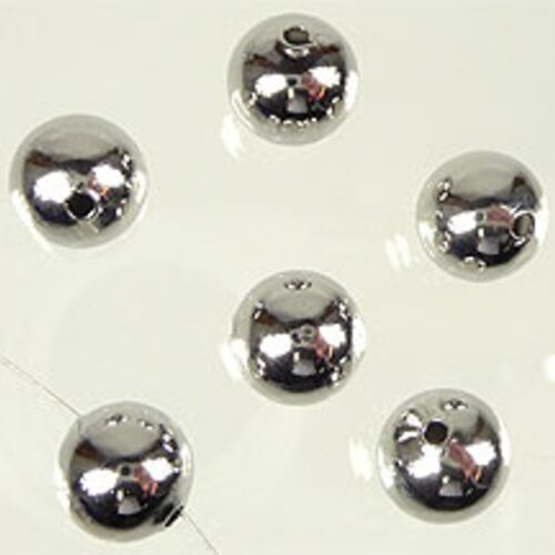 10 perles rondes en cbb  10mm col argenté