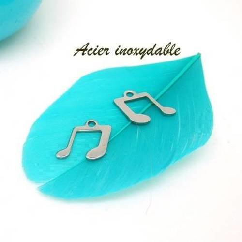 5 breloques note de musique 12x13mm en acier inoxydable 