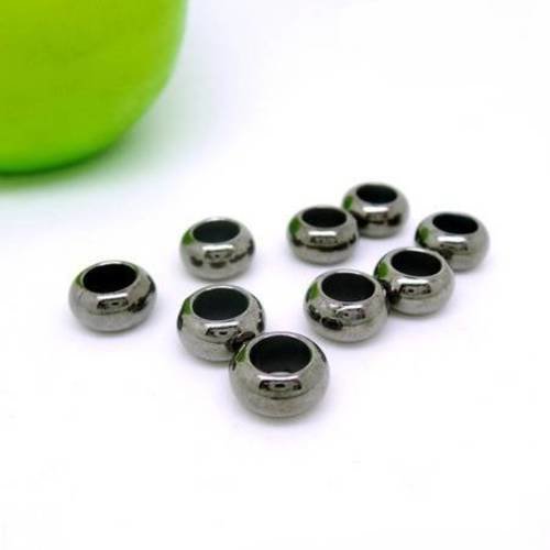 10 bagues perles rondes en acrylique cbb col gunmétal 