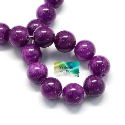 1 fil 65 perles de jade 6mm ronde violet 