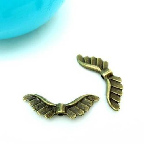 5 perles intercalaires aile d'ange  en métal bronze 