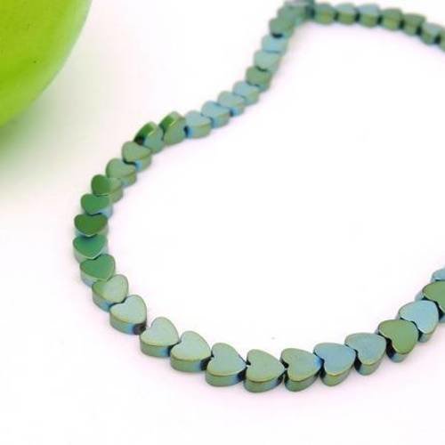 20 perles hématite coeur 4mm vert 