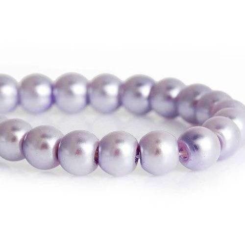 50 perles 6mm en verre nacrées mauve lilas 