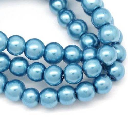 50 perles 6mm en verre nacrées turquoise 