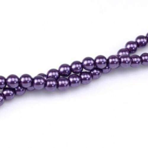 50 perles 6mm en verre nacrées violet lie de vin 