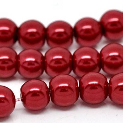 50 perles 6mm en verre nacrées rouge 