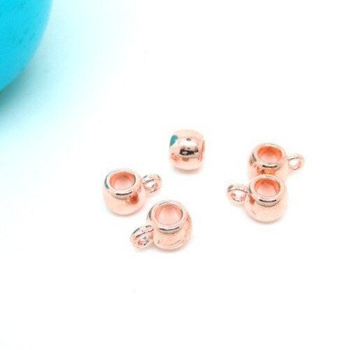 5 bélieres perles tonneau en métal or rose 