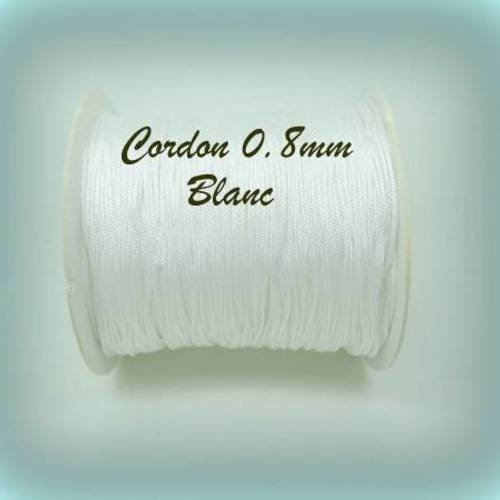 5m cordon fil nylon tressé de 0.8mm blanc pour macramé shamballa 