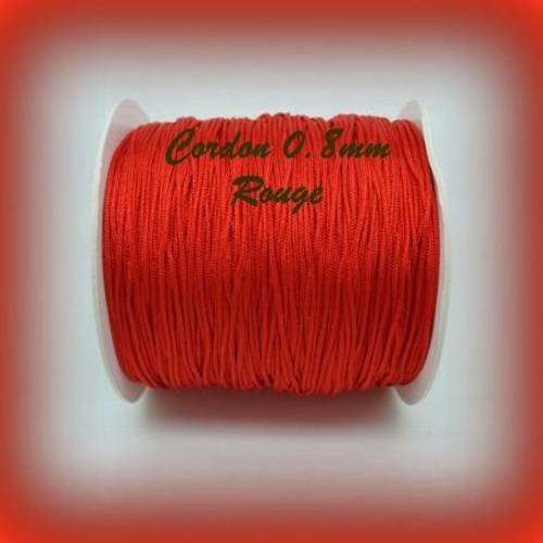 5m cordon fil nylon tressé de 0.8mm  rouge pour macramé shamballa 