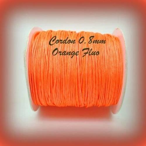 5m cordon fil nylon tressé de 0.8mm  orange fluo pour macramé shamballa 