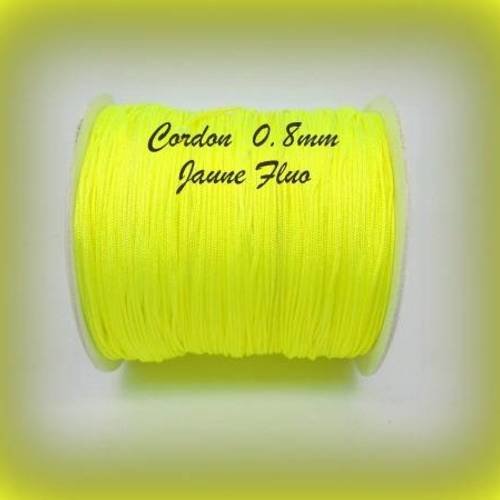 5m cordon fil nylon tressé de 0.8mm  jaune fluo pour macramé shamballa 