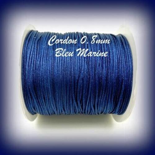 5m cordon fil nylon tressé de 0.8mm  bleu marine  pour macramé shamballa 