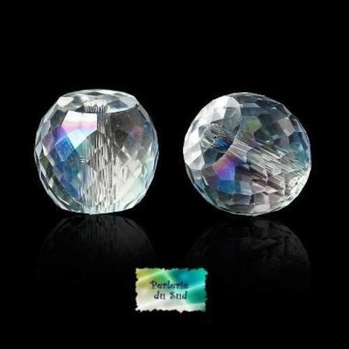 5 perles verre forme tonneau 8mm fines facettes col cristal transparent 