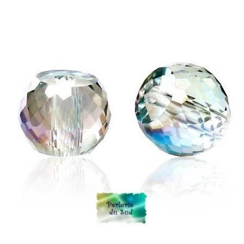 5 perles verre forme tonneau 8mm fines facettes col cristal multicolore 