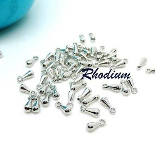 100  breloques pendentifs petite goutte  en métal argenté rhodium 