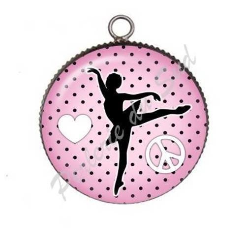1 pendentif cabochon rond en résine 25mm theme danseuse ballet 