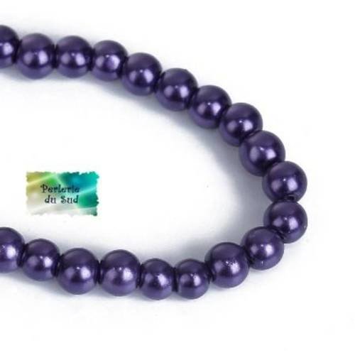 50 perles 4mm en verre violet 
