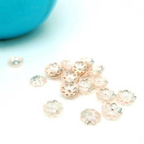 24 coupelles ou calottes filigrané 6mm en métal col or rose