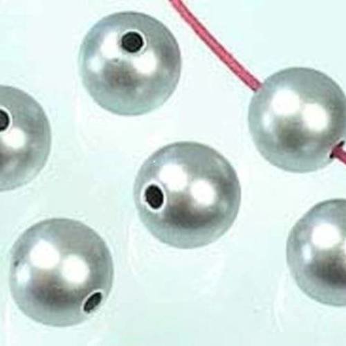 25 perles mates gris argenté en acrylique 10mm 