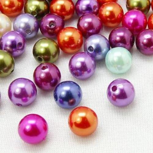 50 perles acrylique 10mm nacrée en mélange multicolore 