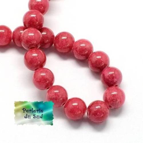 20 perles de jade 6mm ronde rouge brick 