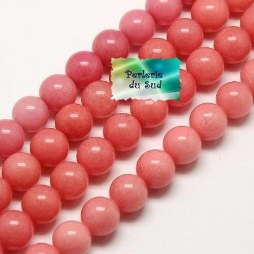 20 perles de jade 6mm ronde corail clair 