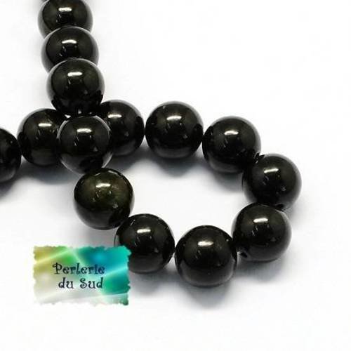 20 perles de jade 6mm ronde noire 