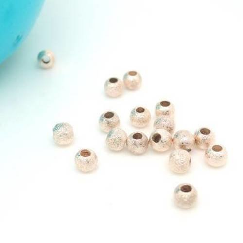 10 perles 4mm métal col or rose stardust 