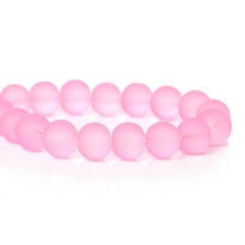 20 perles en verre 10mm  ronde givrée rose clair 