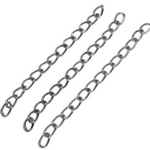 10 chainettes d'extension en métal argenté col rhodium 4.5/5cm 