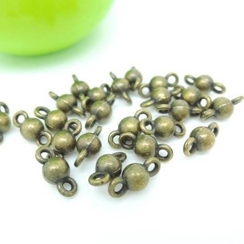 24 perles intercalaire rondes 4mm entre-deux en métal col bronze