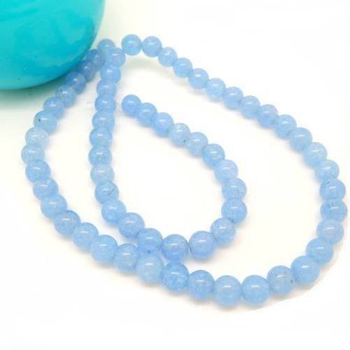 20 perles de jade 6mm ronde  bleu ciel 