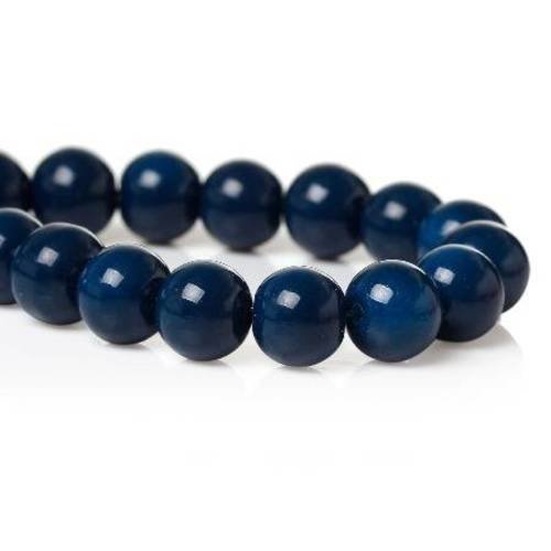 25 perles en verre 8mm  ronde brillante bleu marine 
