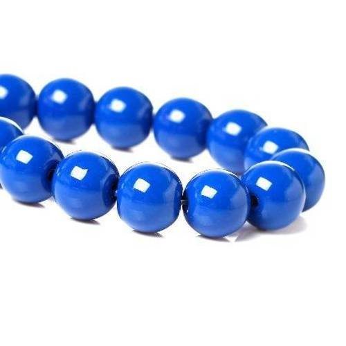 25 perles en verre 8mm  ronde brillante bleu roy 