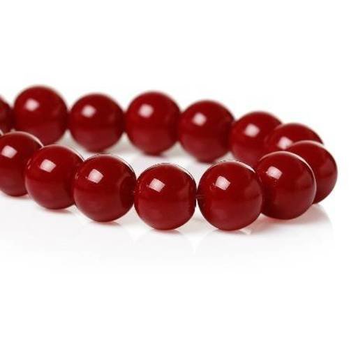 25 perles en verre 8mm  ronde brillante rouge 