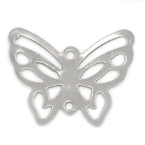 10 breloques pendentif papillon filigrané en métal argenté 
