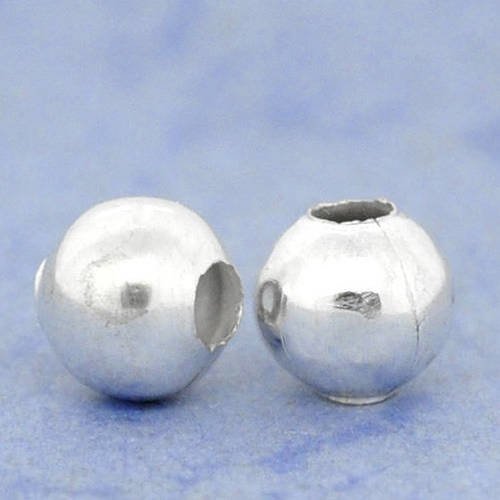 200 perles intercalaires 6mm en métal argenté  brillant 