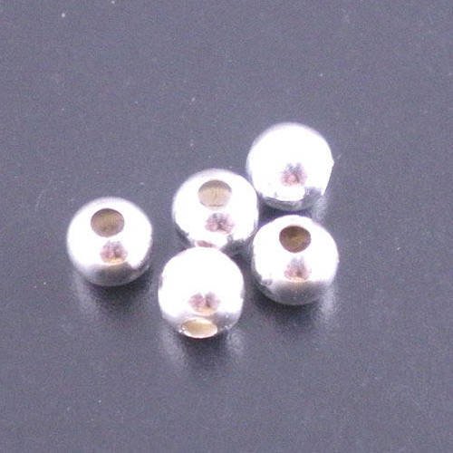 50 perles intercalaires 4mm en métal argenté  brillant 