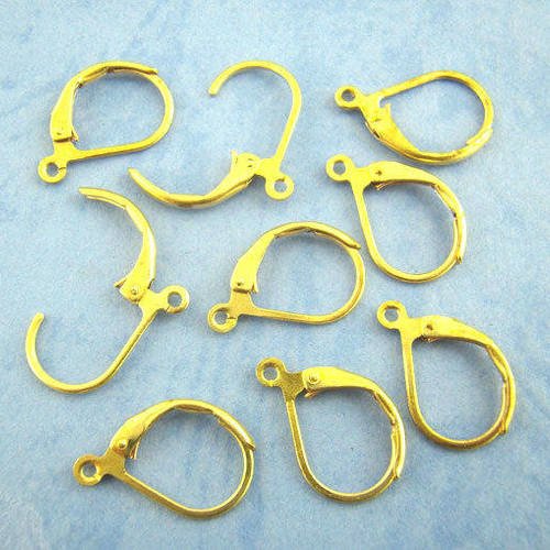 50 boucles d'oreilles dormeuses clips métal doré 16x10mm 
