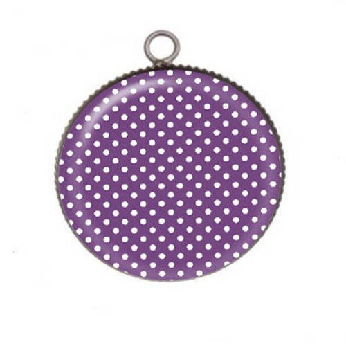 1 pendentif cabochon rond en résine 25mm pois bonheur 