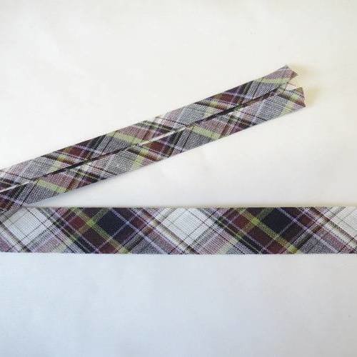 50cm  ruban biais ecossais bordeaux/vert/blanc 100% coton 
