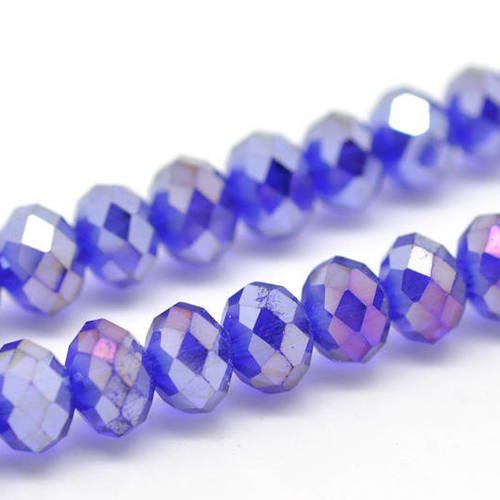 20 perles en verre abacus 8mm facettées col bleu outremer ab 