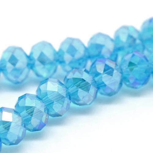 20 perles en verre abacus 8mm facettées col bleu ciel ab 
