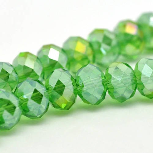 20 perles en verre abacus 8mm facettées col vert ab 