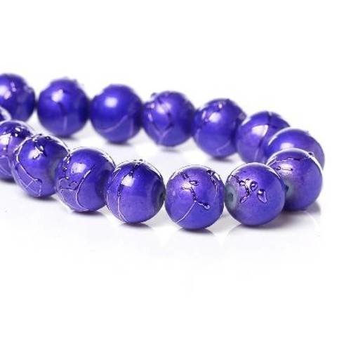 30 perles en verre 8mm violet avec tréfilé 