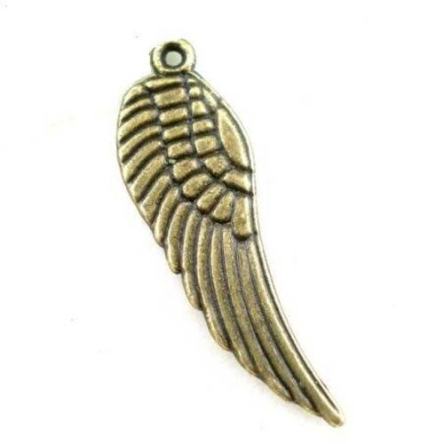 5 breloques pendentif gde  aile d'ange en métal col bronze 